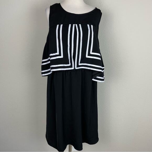 Eloquii Black Elastic Waist Sleeveless  Dress with White Trim Overlay NWOT 16 - Picture 1 of 7